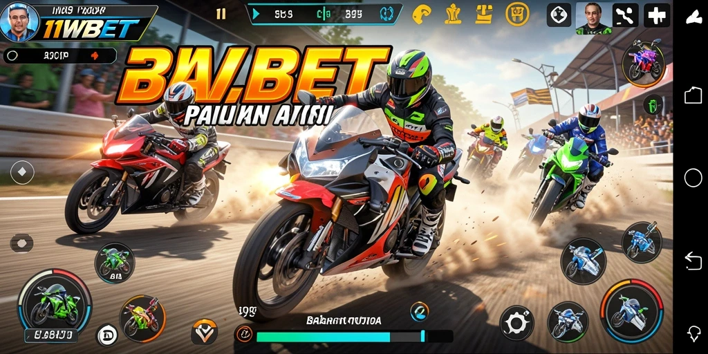 Tampilan gameplay seru dari balapan motor di 11WBET.