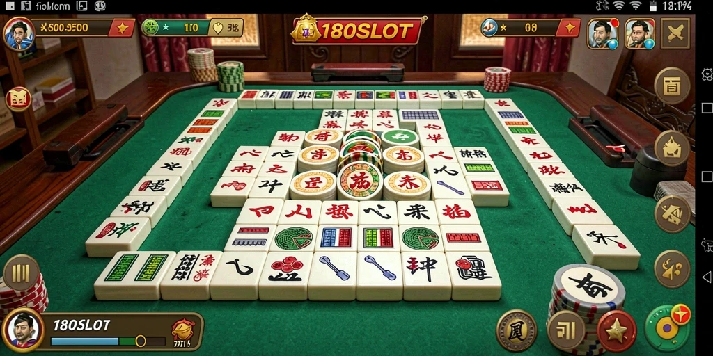 Tangkapan layar gameplay 180SLOT menampilkan aksi seru permainan Mahjong.