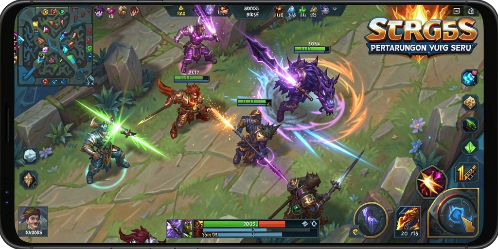 Tampilan seru gameplay MOBA dalam 8055 dengan aksi yang mendebarkan.