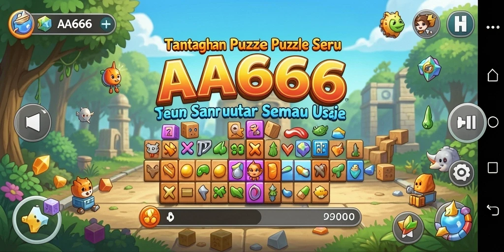 Screenshot gameplay AA666 menunjukkan tantangan puzzle yang menarik.