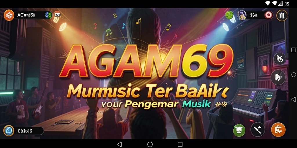 Tampilan gameplay interaktif AGAM69 dengan berbagai alat musik.