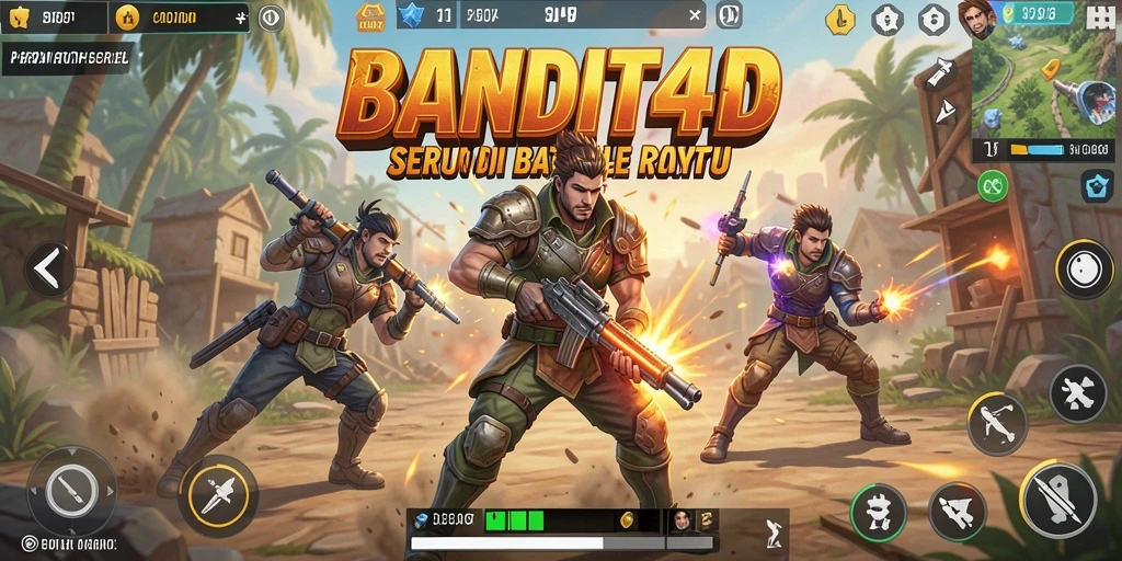 Tampilan gameplay seru dalam pertarungan Battle Royale di BANDIT4D.