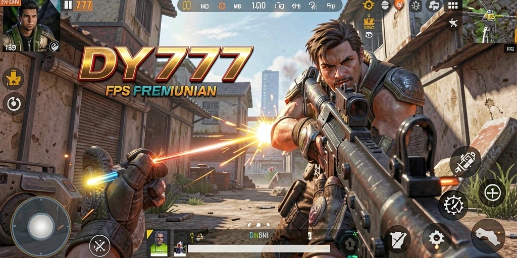 Tampilan gameplay intens dari DY777 dengan aksi tembak-menembak.
