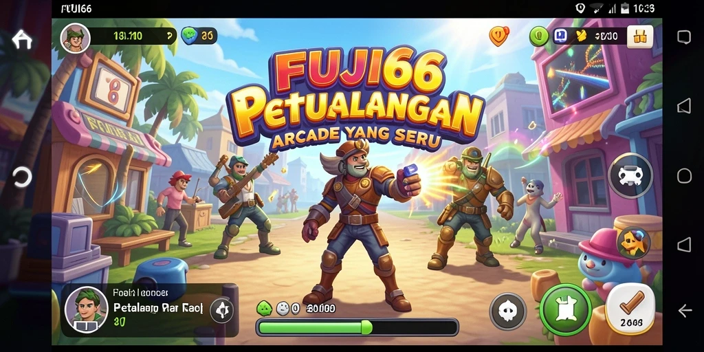 Screenshot utama dari gameplay menampilkan aksi seru di FUJI66.