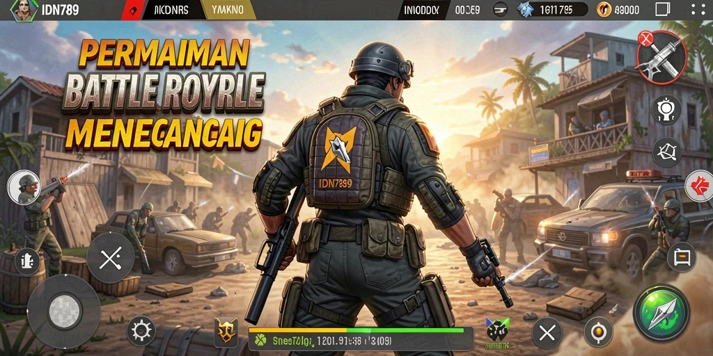 Tangkapan layar menunjukkan aksi Battle Royale yang mendebarkan di IDN789.
