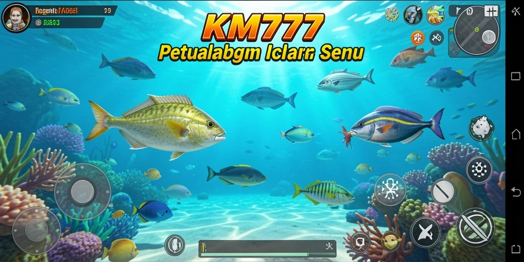 Screenshot gameplay KM777 menampilkan aksi menembak ikan yang menarik.