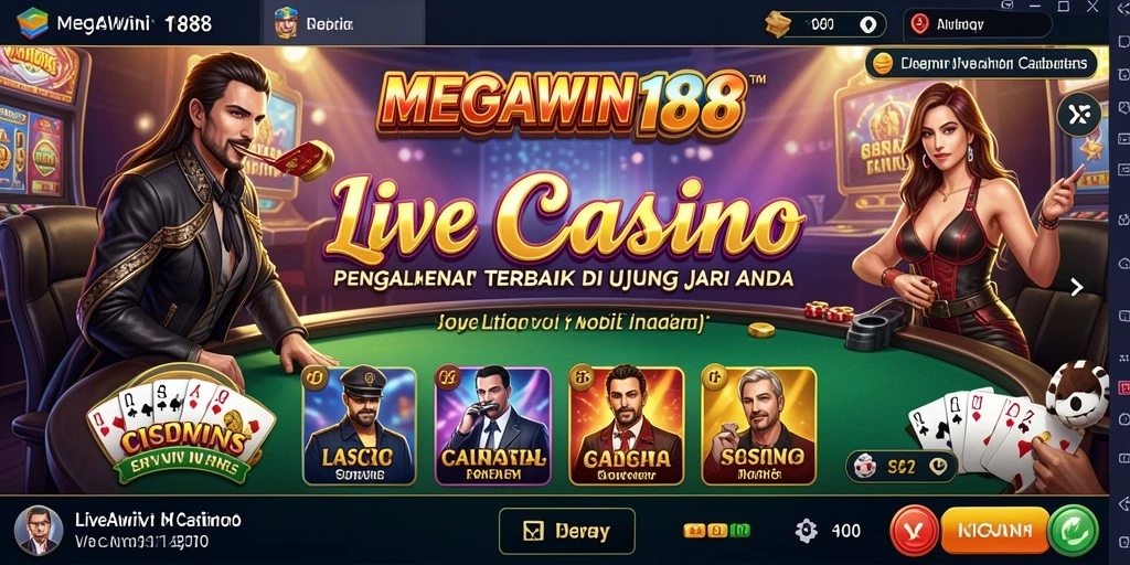 Tampilan gameplay Live Casino yang interaktif dan mendebarkan di MEGAWIN188.