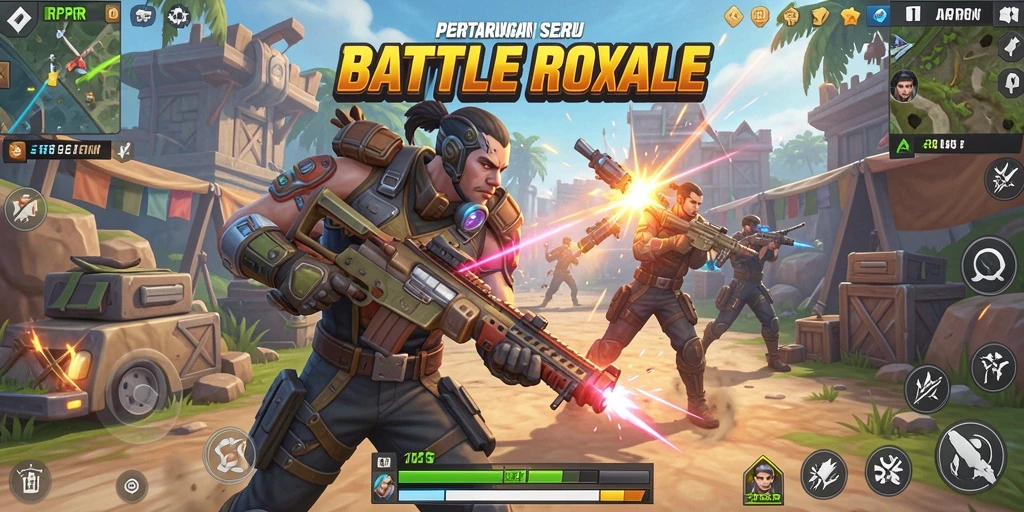 Gameplay mendebarkan RPRR dengan aksi penuh adrenalin di arena Battle Royale.