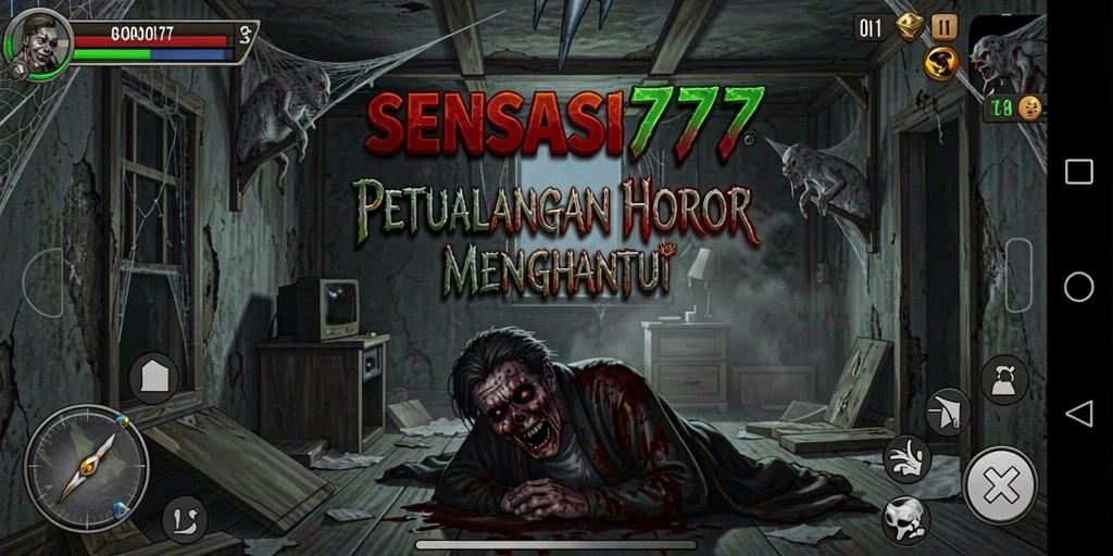 Tampilan gameplay SENSASI777 yang mencekam dengan suasana horor yang khas.