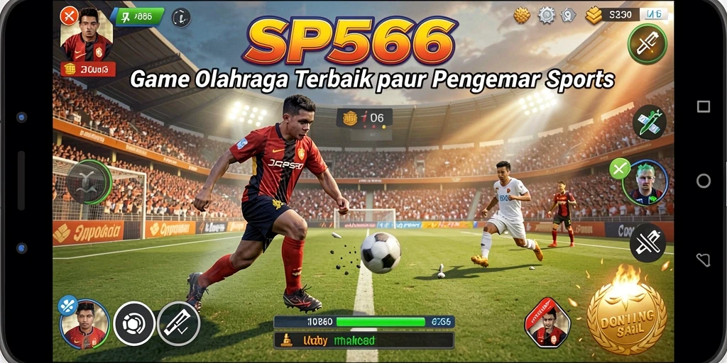 Screenshot utama SP666 menampilkan aksi seru dari pertandingan olahraga.