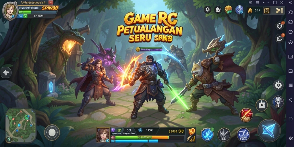 Screenshot SPIN88 menampilkan aksi seru dalam pertempuran RPG.