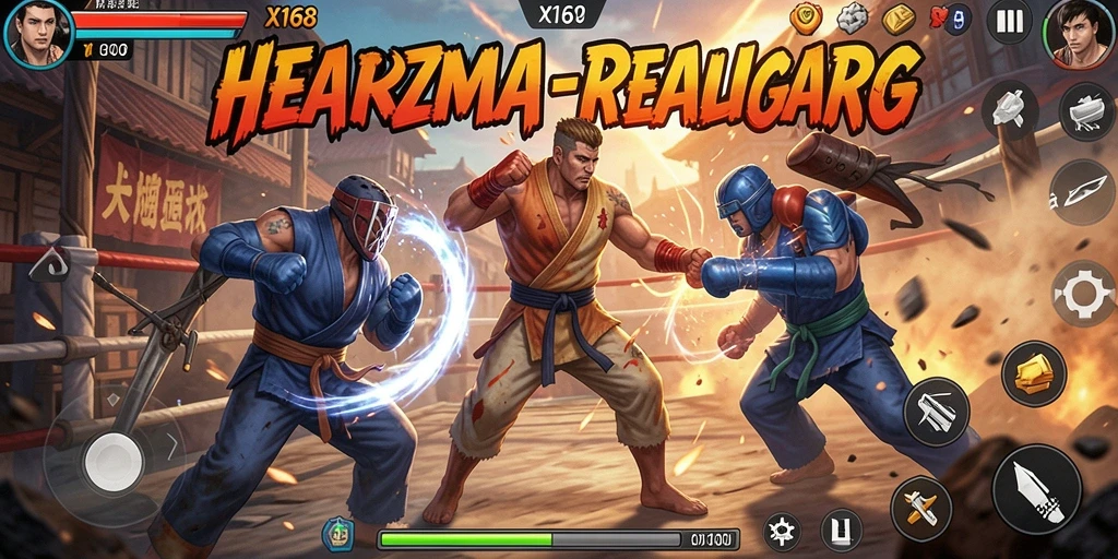 Screenshot X168 menampilkan pertarungan seru antara karakter dengan efek visual menakjubkan.